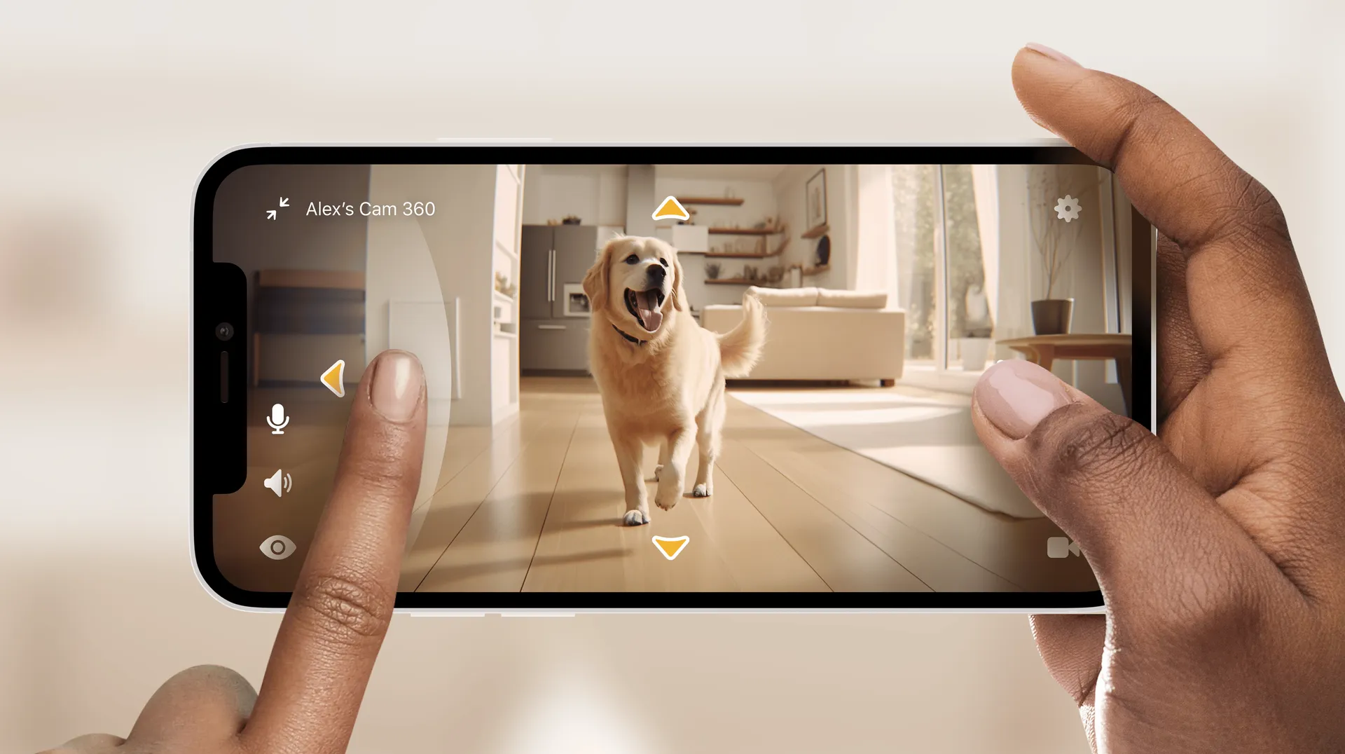 Edge arrows pan-tilt control in the Petcube app