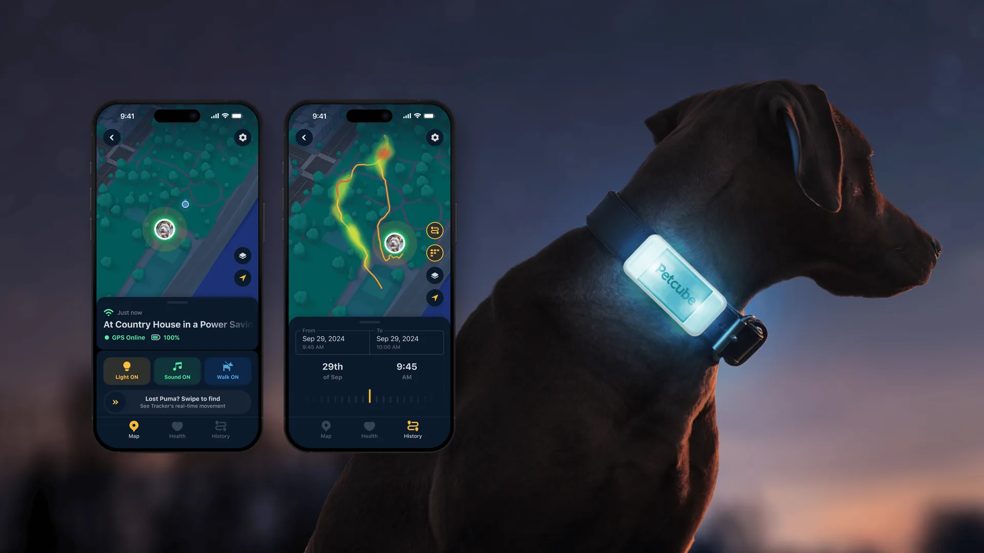 Location History in the dark app theme