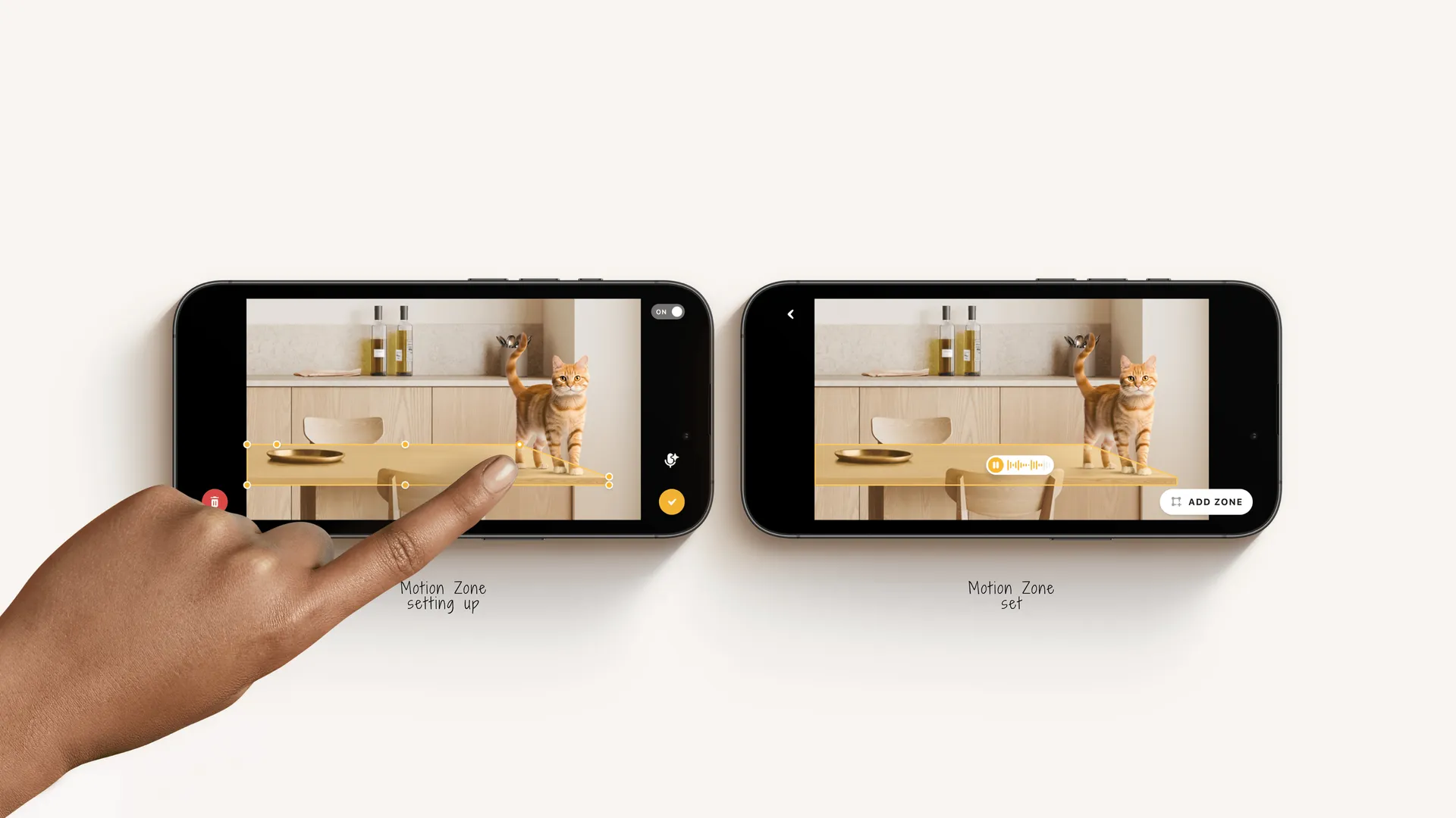 Motion zone covering the front door in the app